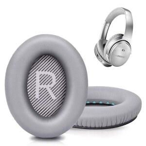 GEVO가 제조한 BOSE QC35 및 QC35II 헤드폰용 프리미엄 교체용 이어패드 - 편안한 적응형 메모리 폼과 뛰어난 내구성 QUIETCOMFORT 35 35II / SOUNDLINK 1&2 AE(오버이어) (실버)에 적합합니다