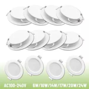 매립등 10PCS Led 다운라이트 세 가지 색상 빛 조명 6W-24W 매립형 천장 램프 거실 욕실용 스포트라이트