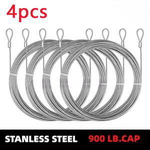 PP로프 4PCS 2M 304 스틸 와이어 캐노피 케이블 로프 그늘 천막 빨랫줄 키트 리프팅 2MM 않는 낚시 녹슬지