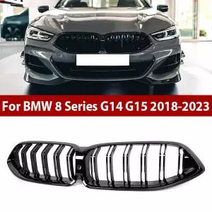 자동차 그릴망 튜닝 BMW 호환 8 시리즈 G14 G15 G16 - 피아노 블랙 카본 스타일 액세서리 용 앞 범퍼 신장