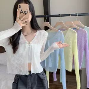 시스루 골지 리본끈 가디건 HH-E37