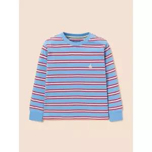 [BEANPOLE KIDS] 세미오버핏 멀티 스트라이프 긴소매 티셔츠  블루 (BI6841U08P)