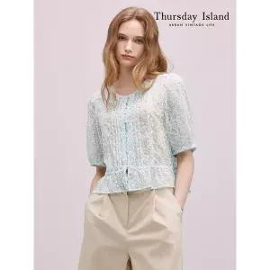 레이스 핀턱 블라우스T244MBL244W 436769 써스데이아일랜드 THURSDAYISLAND
