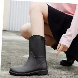 여자 비올 때 미들 레인 부츠 장화 패션 코디 데일리