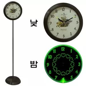 GB6707 단면 취침등겸용 스탠드시계 월넛 그린라이트