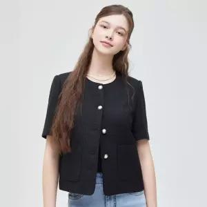칼라리스 트위드 반팔자켓 RMJKG25R99 436461 로엠