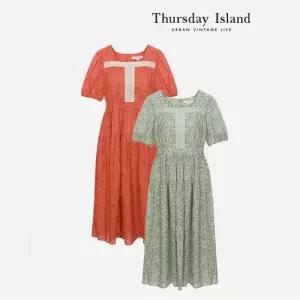 Thursday Island 스퀘어 레이스 롱원피스T244MOP244W
