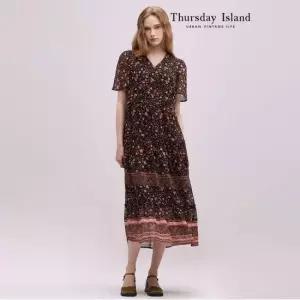 Thursday Island 보더 포인트 쉬폰 원피스T244MOP239W