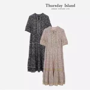 Thursday Island 플라워 패턴 보더 믹스 원피스T244MOP283W