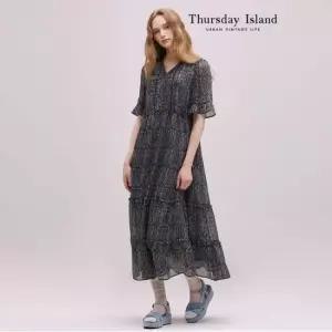 Thursday Island 플라워 쉬폰 프릴 원피스T244MOP258W