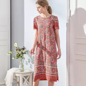 라페어카멜리아 레드 인견 원피스 LWOFD134-RE