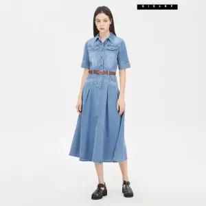 시슬리 임지연 허리 밴딩 데님 셔츠형 원피스 SAOPC6531