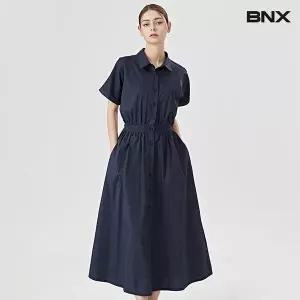 BNX 소매 롤업 셔링 카라 롱 반팔 피스 BV2OP030L0