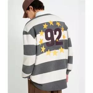 매장정품 트릴리온 TRILLION 스트라이프 92 스타 그래픽 럭비 목티 셔츠_차콜 TRFSH20CH 233440