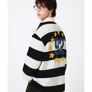 매장정품 트릴리온 TRILLION 스트라이프 92 스타 그래픽 럭비 목티 셔츠_블랙 TRFSH20BK 233279