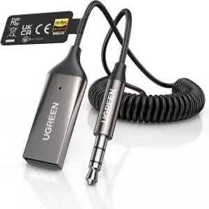 UGREEN 블루투스 6.0 AUX 카 어댑터 LDAC 지원 3.5mm 내장 마이크 핸즈프리 통화를 위한 차량용 오디오