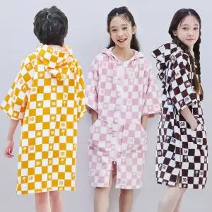 체크면가운 비치가운 목욕가운 [BXZ95831]
