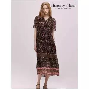 Thursday Island 보더 포인트 쉬폰 원피스T244MOP239W