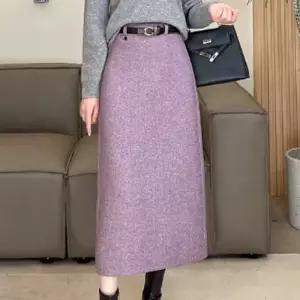 여성치마 봄 모직 솔리드 허리밴딩 슬림핏 a라인 스커트 심쿵해외구매