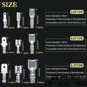 360Pcs 2.8/4.8/6.3mm 빠른 스플 라이스 남성 및 와이어 스페이드 커넥터 절연 슬리브가있는 압착 단자  분