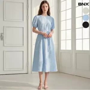 BNX 지지미 벌룬소매 플레어 반팔 피스