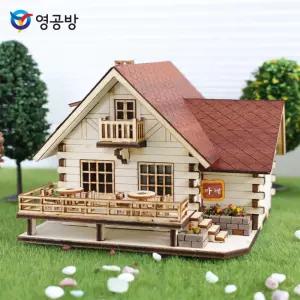 IKWFKIXKW JMds 영공방 통나무집 카페 YM662 키트 완구 방학숙제 모형 조립