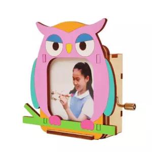 IKWFKIXML JMds 영공방 만들기 DIY 수동 액자 부엉이 YM86221 키트 완구 방학숙제 오르골 모형 조립