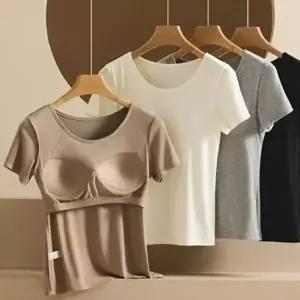 브라티셔츠 노브라티 캡내장 티셔츠 반팔티 면 스판 반팔