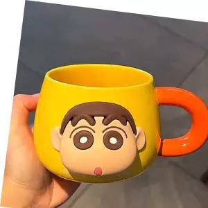 짱구 머그컵 자석 페이스 500ml 옐로우 3D