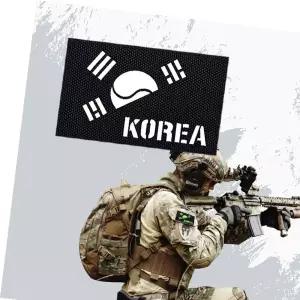 블랙 태극기 원단 야광 KOREA 패치