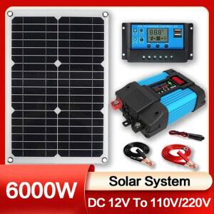 110V/220V 6000W 인버터 태양광 발전 시스템 태양 전지 패널 12V 30A 컨트롤러 완전한 발전 키트 충전기