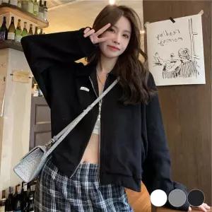 투웨이 여성 세미크롭 점퍼 간절기 지퍼 아우터 지퍼 세미크롭 투웨이 가죽