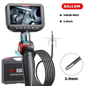 Ralcam 관절형 내시경 2방향 180 내시경 3.9mm 검사 카메라 5.0 Scree 파이프 카메라 10 LED 조명 반강체 케이블