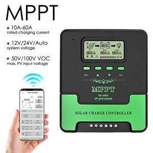 MPPT 자동 태양광 충전 컨트롤러 와이파이 태양광 패널 레귤레이터 듀얼 USB 60A 50A 40A 30A Lifepo4 납산 리튬 배터리 12V 24V