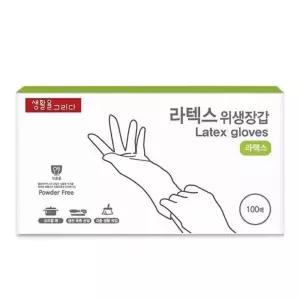 생활을그리다 라텍스 장갑 화이트 M 100매 일회용 위생장갑 고무장갑 요리 주방 청소 작업용 다용도 대용량