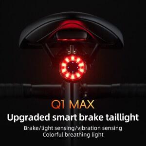스마트 자전거 미등 Type-C 충전 자동 브레이크 감지 LED 후면 조명 알루미늄 합금 자전거 램프 액세서리 Q1MAX