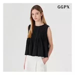 GGPX :69,000원 | 페미닌 라운드 핀턱 민소매 블라우스 (GOBBA028D)