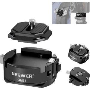 NEEWER GM34 카메라 퀵 릴리스 플레이트 키트 퀵 스위치 자동 잠금 사각형 | ARCA 타입 클램프 베이스가 장착된 QR 마운트 플레이트 ARCA SWISS 카메라 클립과 호환 최대 하중 11파운드/5KG