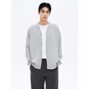에잇세컨즈 이중직 와이넥 베이직 카디건 라이트 그레이 42515ALY12 4704063