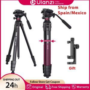 OMBRA DSLR 카메라용 1.6M 비디오 여행 삼각대 360 유체 드래그 팬 삼각대 최대 하중 6kg Arca 스위스 플레이트