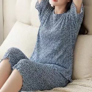 [민메이커]할미플 반팔 플라워 여성 여름 쿨링 꽃무늬 할머니옷 촌캉스룩 몸빼 주름 냉감(당일출고)