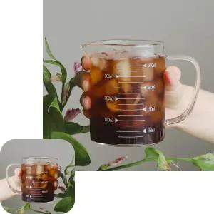 포에코 내열유리계량컵 커피 유리저그 비커 손잡이 다용도 350ml