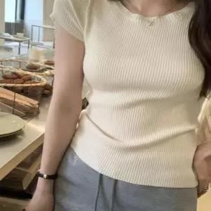 (올핀)여름 슬림니트 캡소매 반팔니트 4컬러 골지티
