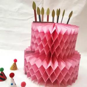 (올핀)종이케익 모형 유치원 생일 행사 이벤트 분홍 페이퍼