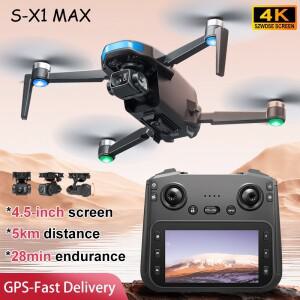 S-X1 MAX GPS 드론 전문가용 4K 카메라 3축 짐벌 항공 FPV 브러시리스 보안 대형 화면 제어 쿼드콥터