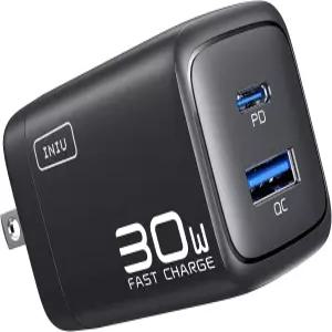 INIU USB C 충전기 30W PD QC 3.0 듀얼 포트 타입 고속 충전 컴팩트 블록 접이식 플러그 포함 17 16 15 Pro