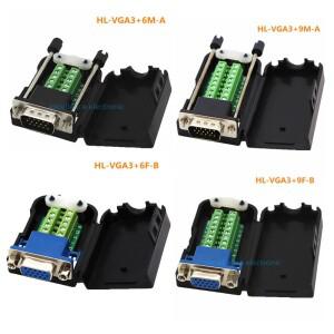 D-SUB DB15 수 15핀 잭 포트-터미널 브레이크아웃 보드 커넥터 3열 플러그 VGA 암(케이스 포함)