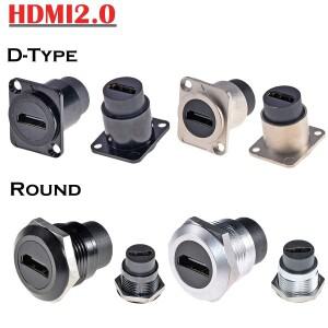 금속 D형 및 원형 패널 HDMI 2.0 암-암 커플러 - TV모니터프로젝터 벽면 플레이트 커넥터용 마운트 어댑터