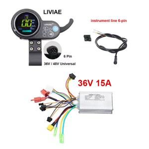 LIVIAE 36V 15A 48V 20A LCD 컬러 스크린 계기판 지능형 브러시리스 홀 컨트롤러 전동 스쿠터 자전거 부품용