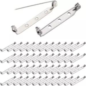 BEADNOVA 브로치 핀 백 60pcs 바 1.5인치 걸쇠 공예 배지 이름표 DIY 주얼리 제작 및 실버 색상